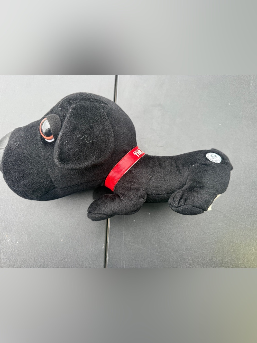 Artlist Collection The Dog Plush 2002 Black Lab Big Head Nose Red Collar 14"